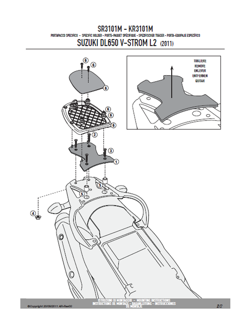 Rear rack Kappa for Monolock® top-case Suzuki DL 650 V-Strom L2-L3-L4-L5-L6 [11-16]