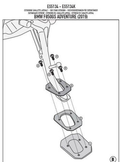 Specific Kappa support to widen the surface support area of the original side stand for BMW F 850 GS Adventure (19-)