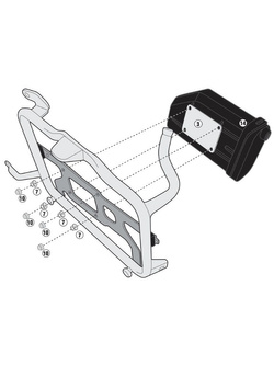 Specific Kappa kit to install the KS250 Tool Box on KL5126 / KL1158/ KL5126 for BMW G 310 GS (17-) / Honda X-ADV 750 (17-20)