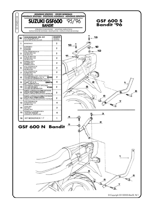 Stelaż GIVI pod kufer centralny Monokey®/ Monolock® Suzuki GSF 600 Bandit/ S/ 1200 Bandit (96-99)